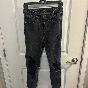 Wild Fable High Rise Straight Black Distressed/Ripped Jeans Size 10